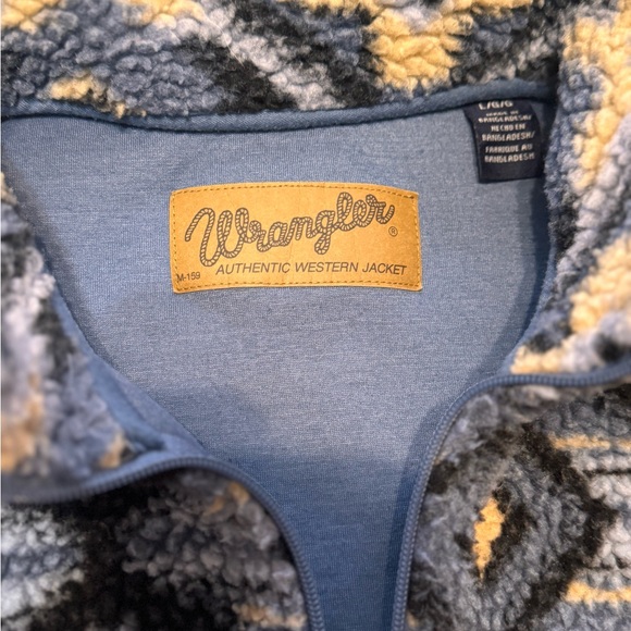 Men’s Wrangler Sherpa 1/4 Zip Pullover China Blue - Picture 3 of 5